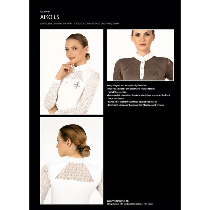 Fair Play Women's Aiko Long Sleeve Competition Shirt - Taupe Grey 5 Fair Play Women's Aiko Long Sleeve Competition Shirt - Taupe Grey - Image 3