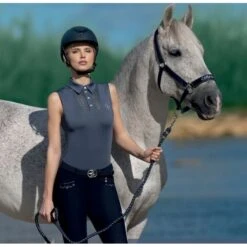 Fair Play Women's Alina Sleeveless Polo Shirt - Steel Blue 7 Fair Play Women's Alina Sleeveless Polo Shirt - Steel Blue -Equestrian Supplies Shop 664923 800 800