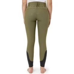 Horze Women's High Waist Full Seat Breeches W/Crystals - Winter Moss Green -Equestrian Supplies Shop 677396 800 800
