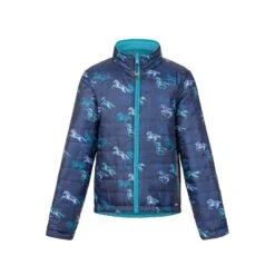 Kerrits Kids' Pony Tracks Reversible Quilted Jacket - Ink Run Free/Peacock