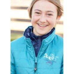 Kerrits Kids' Pony Tracks Reversible Quilted Jacket - Ink Run Free/Peacock -Equestrian Supplies Shop 682766 800 800