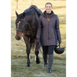 Kerrits Women's Horsey Houndstooth Insulated Parka - Java Houndstooth/Black -Equestrian Supplies Shop 682953 800 800