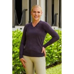 RJ Classics Women's Natalie V-Neck Sweater - Eggplant Heather -Equestrian Supplies Shop 691284 800 800