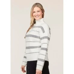 EQL Women's Railway Stripe Sweater - Soft White/Black -Equestrian Supplies Shop 694415 800 800