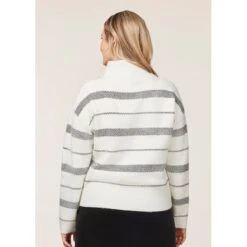 EQL Women's Railway Stripe Sweater - Soft White/Black -Equestrian Supplies Shop 694416 800 800