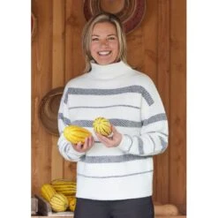EQL Women's Railway Stripe Sweater - Soft White/Black -Equestrian Supplies Shop 694418 800 800