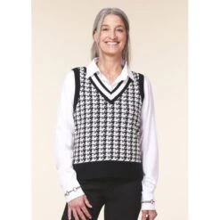 EQL Women's Houndstooth Sweater Vest - Black/Soft White -Equestrian Supplies Shop 694432 800 800