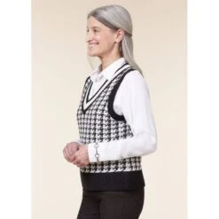 EQL Women's Houndstooth Sweater Vest - Black/Soft White -Equestrian Supplies Shop 694433 800 800