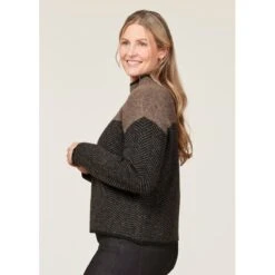 EQL Women's Funnel Neck Herringbone Sweater - Truffle -Equestrian Supplies Shop 694740 800 800