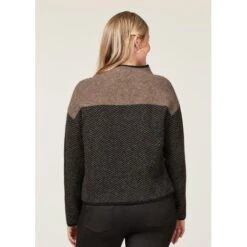 EQL Women's Funnel Neck Herringbone Sweater - Truffle -Equestrian Supplies Shop 694741 800 800