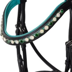 Horze Magical Carousel Pony Bridle W/Crystal Curved Noseband - Green Blue Slate -Equestrian Supplies Shop 696144 800 800