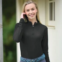 Ovation Women's Altitude Solid Sun Shirt - Black -Equestrian Supplies Shop 696390 800 800