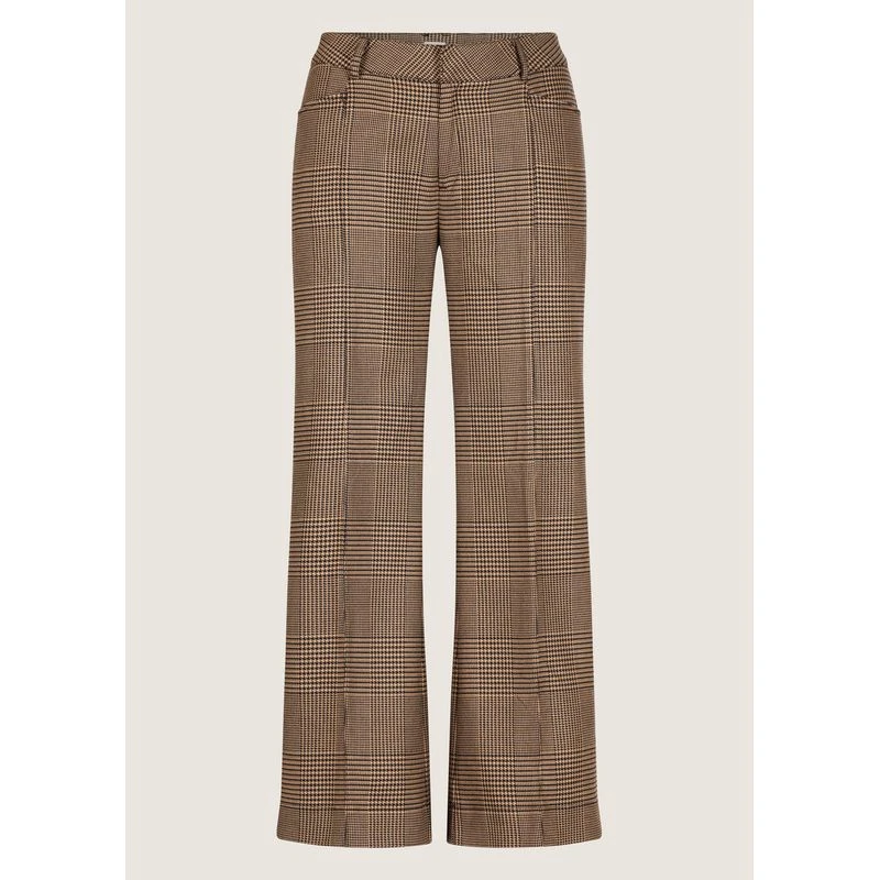 EQL Women's Chelsea Houndstooth Plaid Wide Leg Pants - Camel/Black 3 EQL Women's Chelsea Houndstooth Plaid Wide Leg Pants - Camel/Black