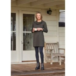 EQL Women's Textured Cowl Neck Dress - Evergreen -Equestrian Supplies Shop 700546 800 800
