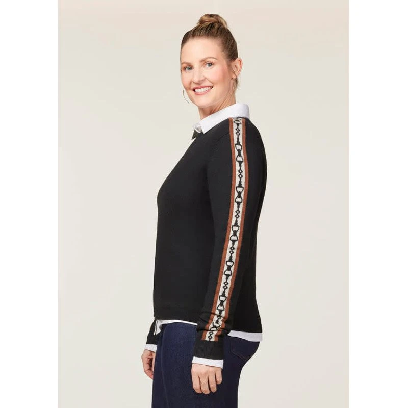 EQL Women's Snaffle Stripe Sweater - Black/Caramel 6 EQL Women's Snaffle Stripe Sweater - Black/Caramel - Image 4