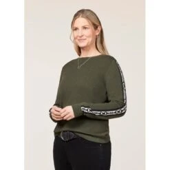 EQL Women's Snaffle Stripe Sweater - Hunter/Navy 8 EQL Women's Snaffle Stripe Sweater - Hunter/Navy -Equestrian Supplies Shop 711436 800 800