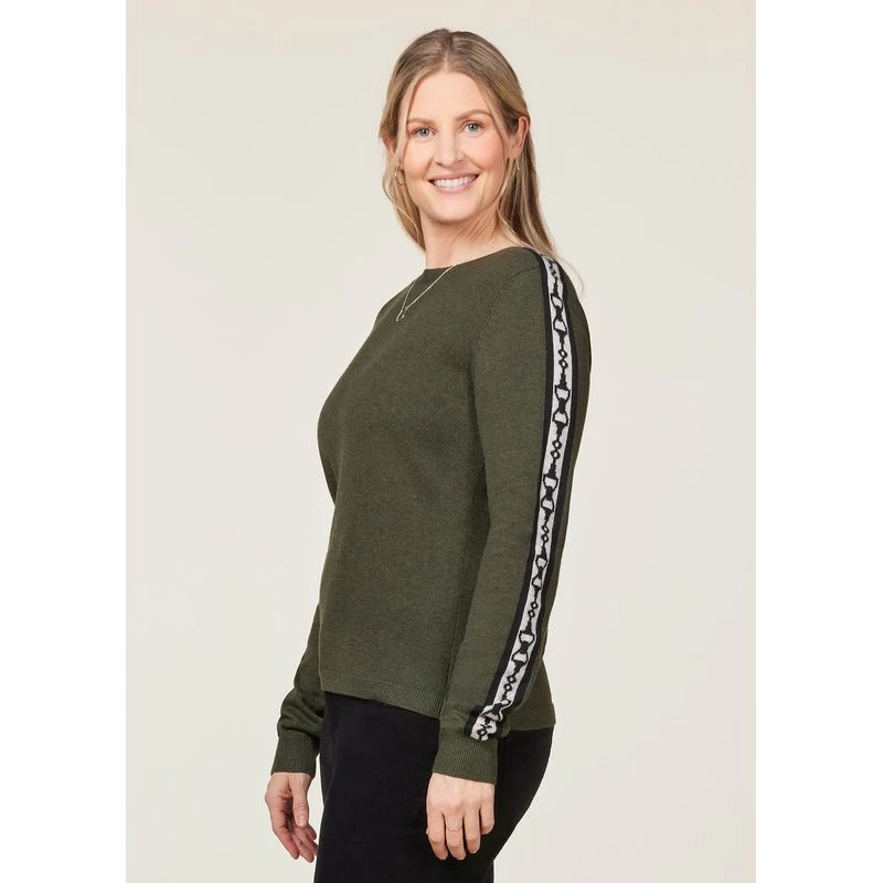 EQL Women's Snaffle Stripe Sweater - Hunter/Navy 6 EQL Women's Snaffle Stripe Sweater - Hunter/Navy - Image 4