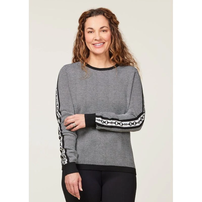 EQL Women's Snaffle Stripe Sweater - Black/White Herringbone 4 EQL Women's Snaffle Stripe Sweater - Black/White Herringbone - Image 2