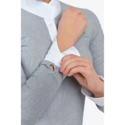 Cavalliera Women's Universe Long Sleeve Show Shirt - White/Black Microstripe -Equestrian Supplies Shop 712679 800 800